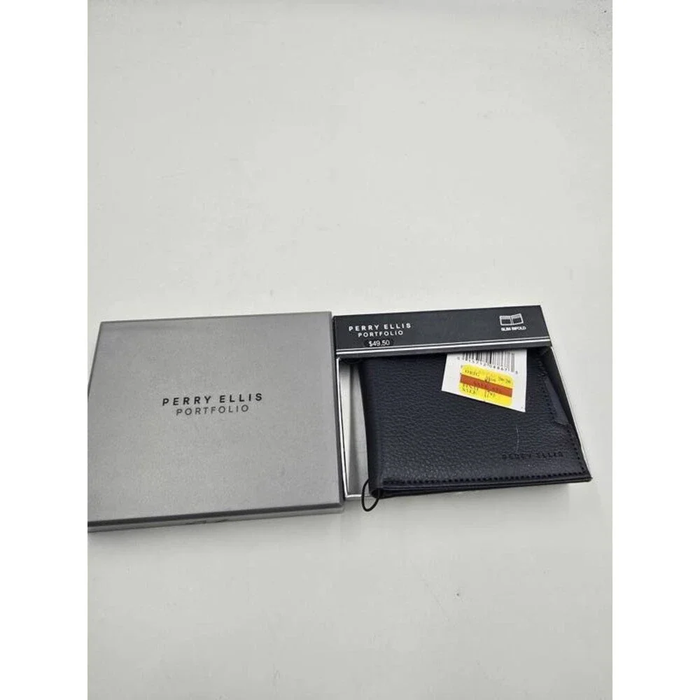 Perry Ellis Portfolio Saffiano Pebble Bifold Wallet Men's One Size - Black